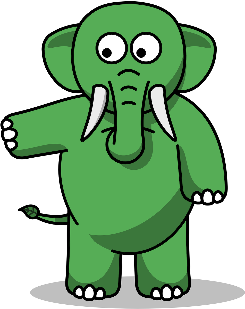 Eco the Elephant standing and pointing left